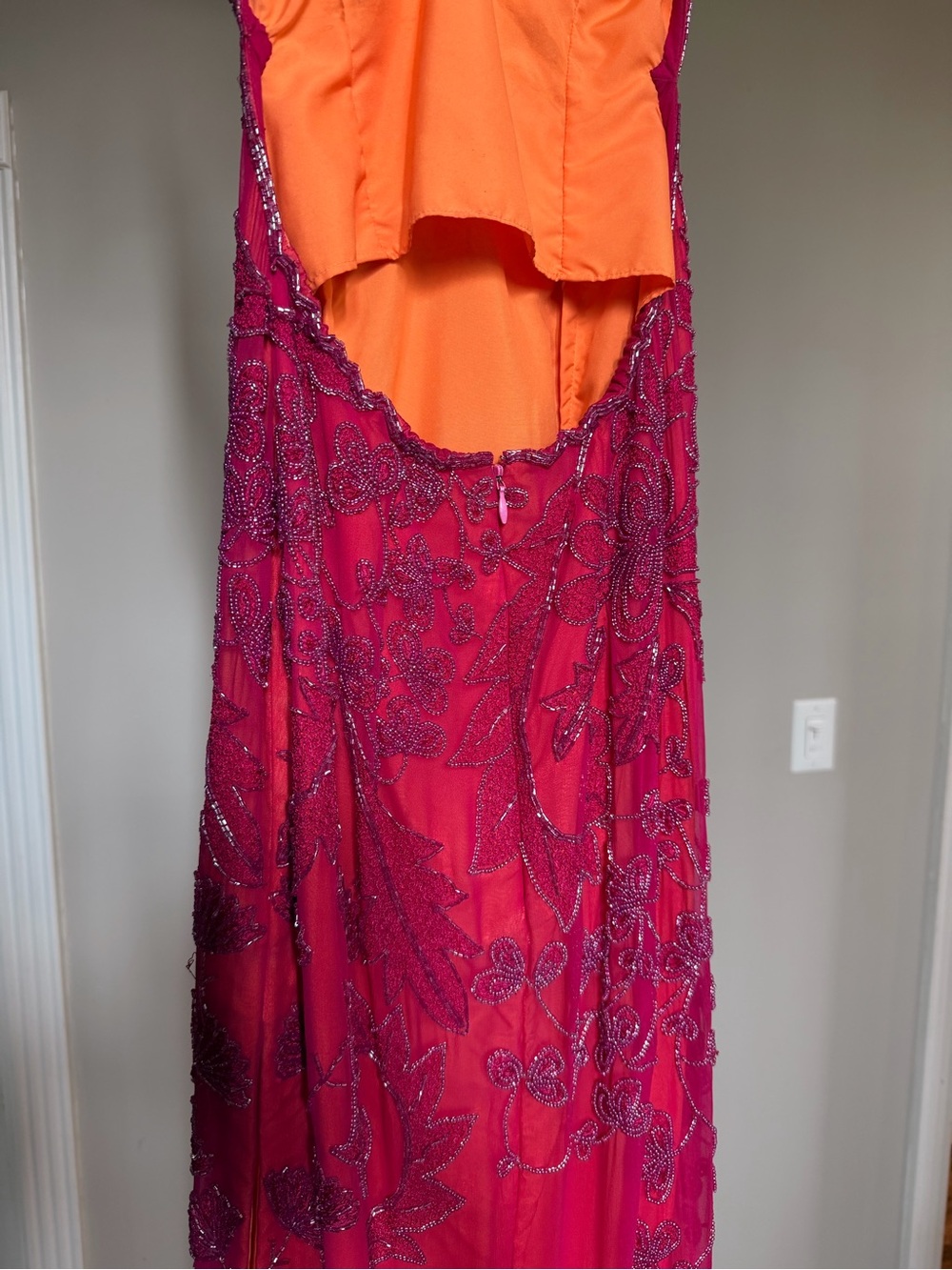 Cache Fuchsia Beaded Maxi Dress with Spaghetti Straps - Picture 5 of 10